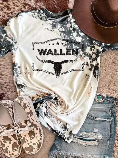 Summer New Temu Top Digital Print Round Neck Short Sleeve T Shirt Womens Wear - Moze