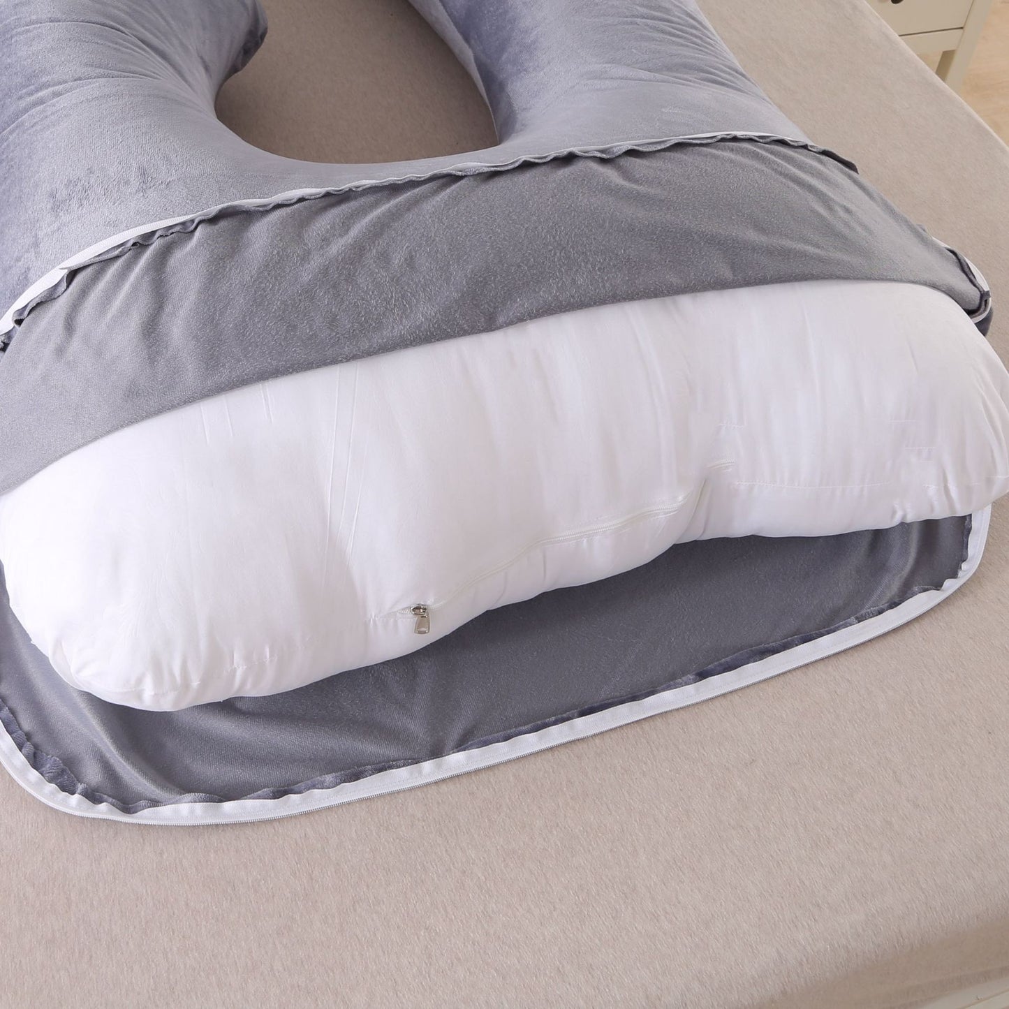 Pregnant women's detachable crystal velvet G-type side lying waist protection pillow - Moze