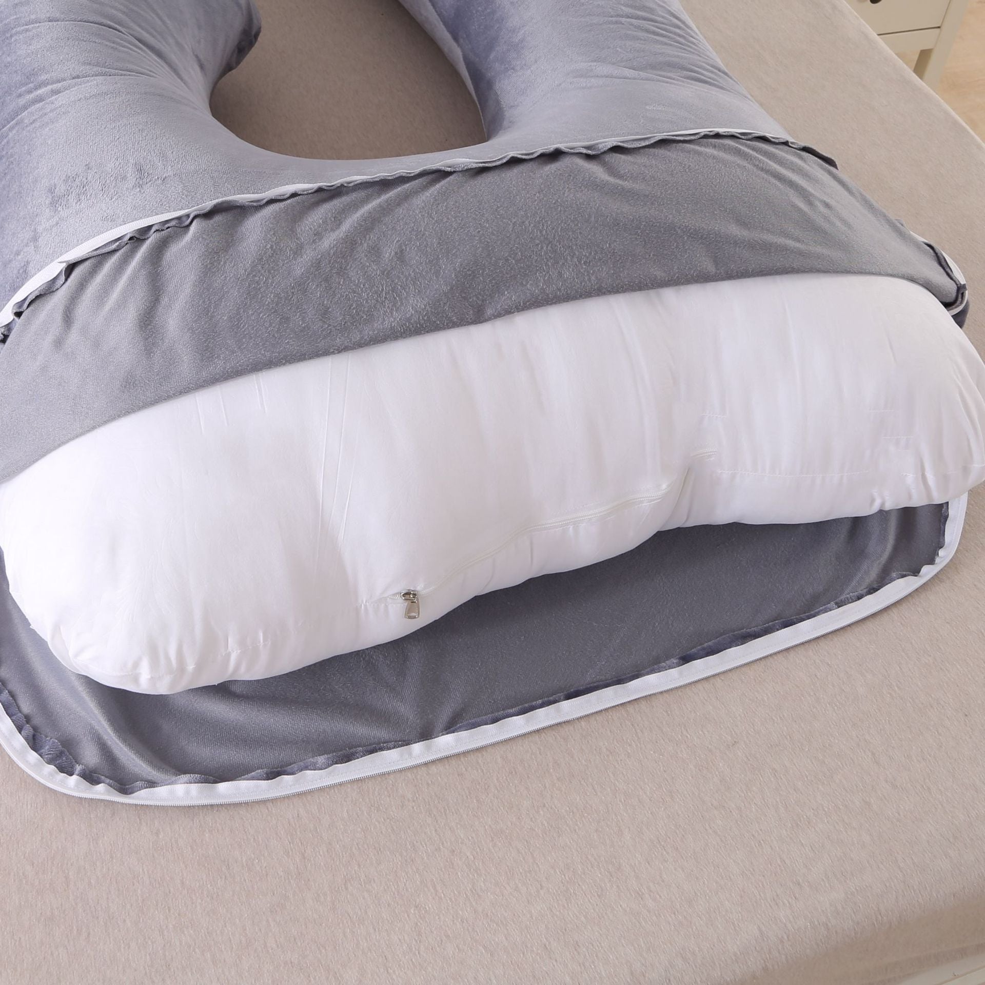 Pregnant women's detachable crystal velvet G-type side lying waist protection pillow - Moze