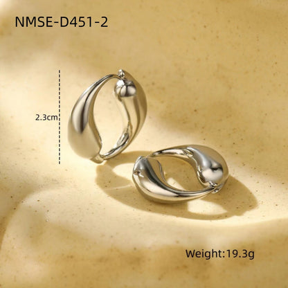 Creative O-shaped Stainless Steel Earrings with Gold Finish, Two Teardrop Loop Titanium Steel Hoop Earrings - Moze