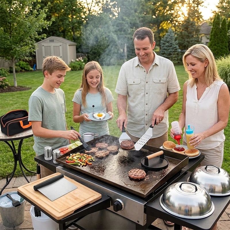 29PCS BBQ Set w/ Burger Press, Stainless Steel Grill Tools & Spatula - Moze