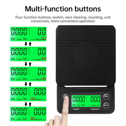 Digital kitchen coffee scale with timer, high - precision LCD, 5kg/0.1g - Moze