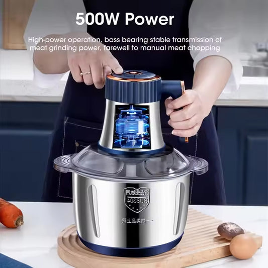 Electric Meat Grinders, 5L Food Processor, Stainless Steel Multifunctional Vegetable Slicer, Kitchen Chopper & Mixer - Moze