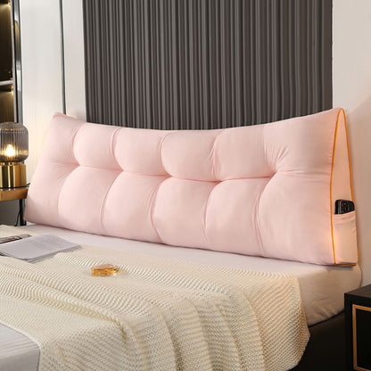 Fluffy Warm Feather-Cotton Backrest - Classic Solid Brushed Triangular Bed Cushion - Moze