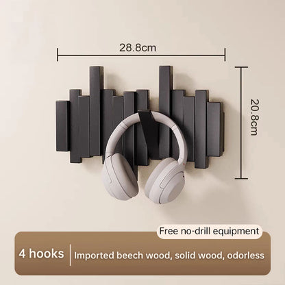 Solid Wood Hanger, Piano Key Wall Hook, Adhesive Back-of-Door Coat Hook, No Drill Entryway Organizer. - Moze
