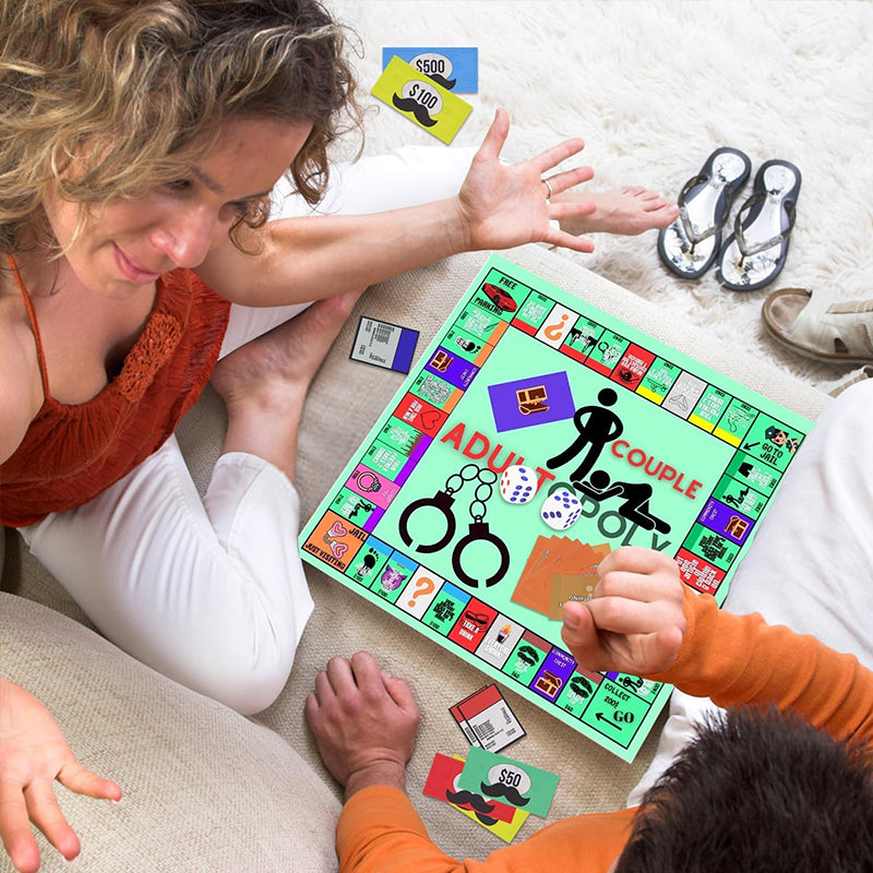 Adultopoly Board Game: A funny, portable couple game for date nights. Ideal Valentine's gift for him & her. - Moze