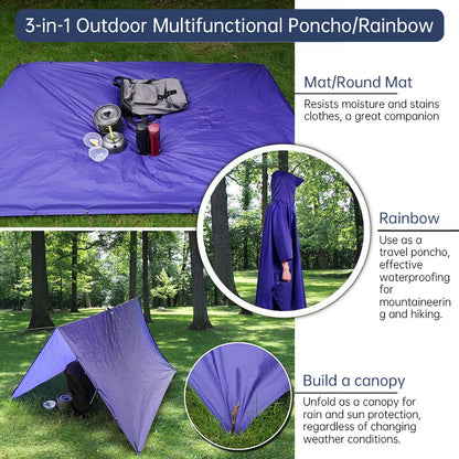 Waterproof Hooded Rain Coat/Poncho: Lightweight, for Outdoor Hiking/Fishing/Climbing (Unisex) - Moze