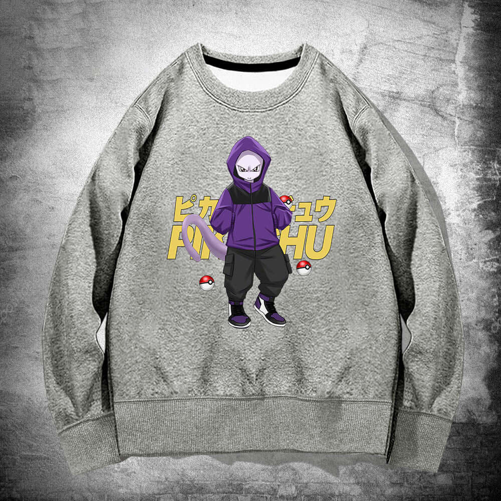 Pok É Mon Round Neck Sweater For Men And Womens Spring and Autumn Wear Japanese Anime Pikachu Superman Loose Shoulder Jacket - Moze