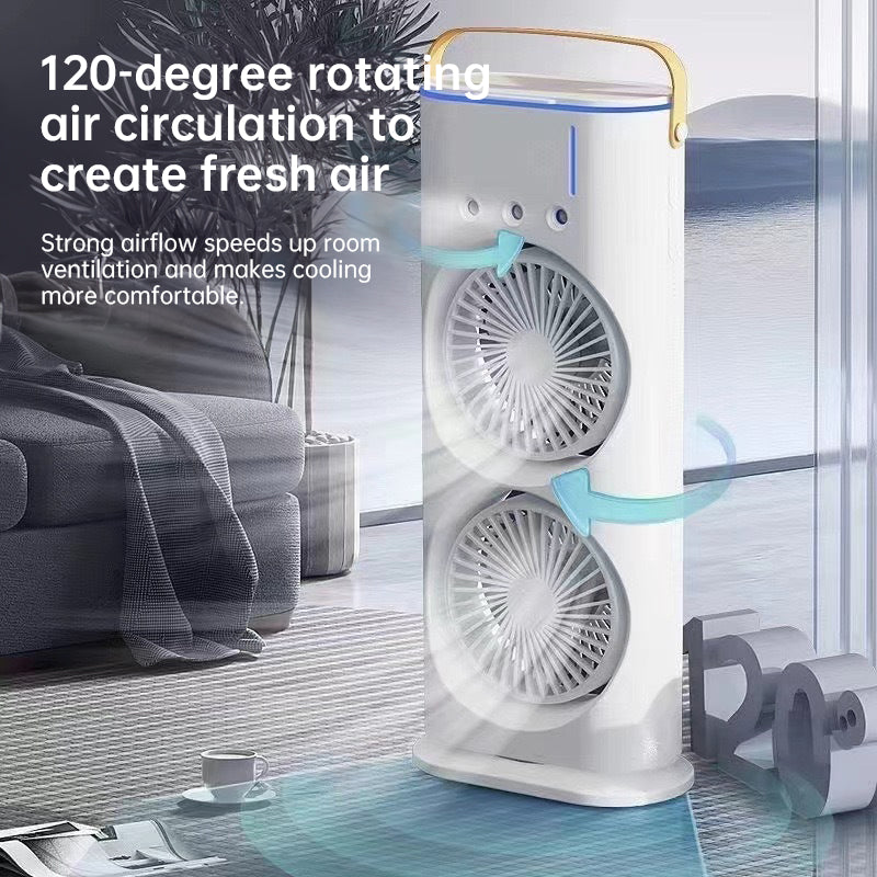 Rechargeable Portable Mini Fan with Spray Cooling – Desktop/ Room Use, Ventilation & LED Light - Moze