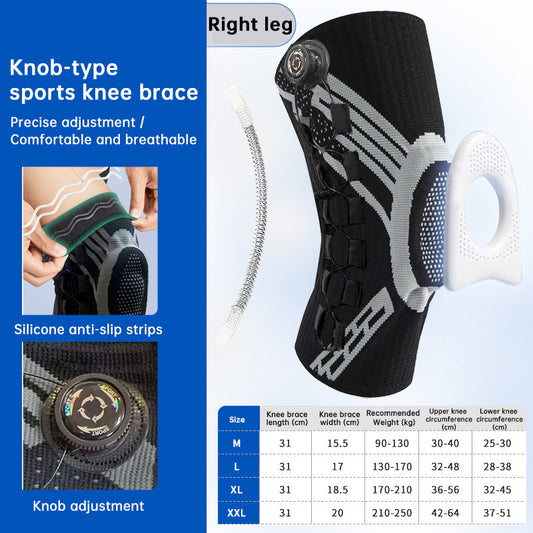 Adjustable Knob Knee Brace with Spring Support, Slim Shin Defender Basketball Knee Pads, Non-Slip Compression Sports Protector - Moze