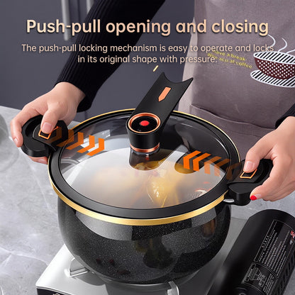 Modern 7L Micro-Pressure Soup Pot - 27cm Non-Stick Stewing Casserole, Includes Spoon, Safe for Induction & Gas Cooking - Moze