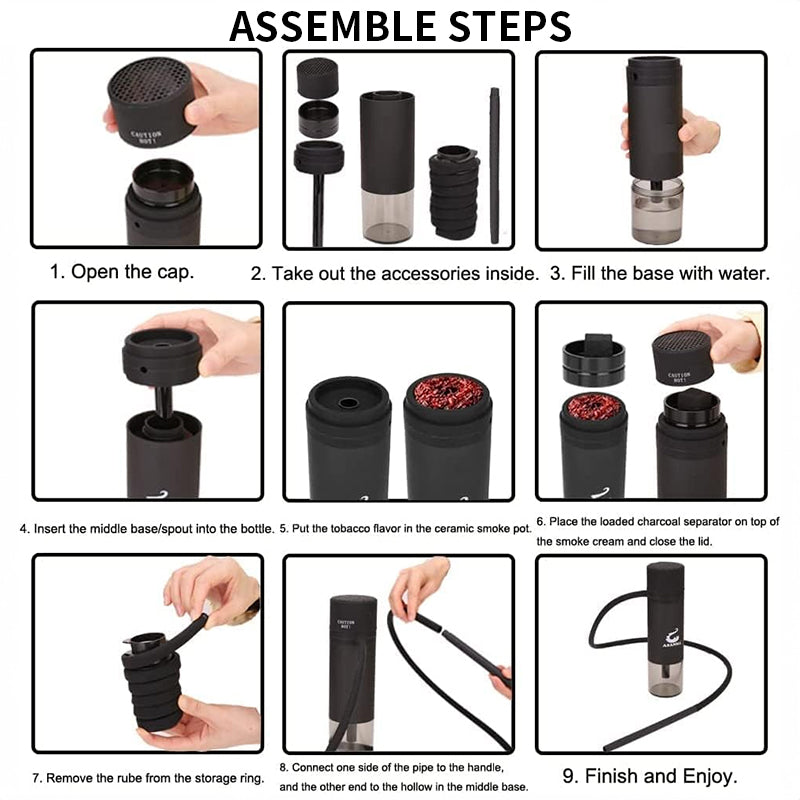Portable smoking pipes, ceramic dry-burning hookah bowls, glass bowls, tobacco pipes, travel shisha pipe accessories - Moze