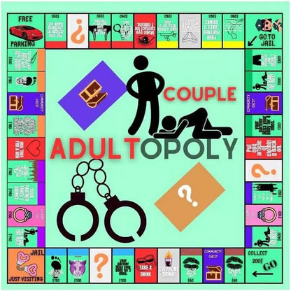 Adultopoly Board Game: A funny, portable couple game for date nights. Ideal Valentine's gift for him & her. - Moze
