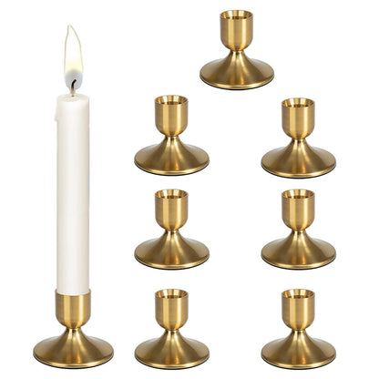 8 pieces of gold candle holder metal conical candle holder - Moze