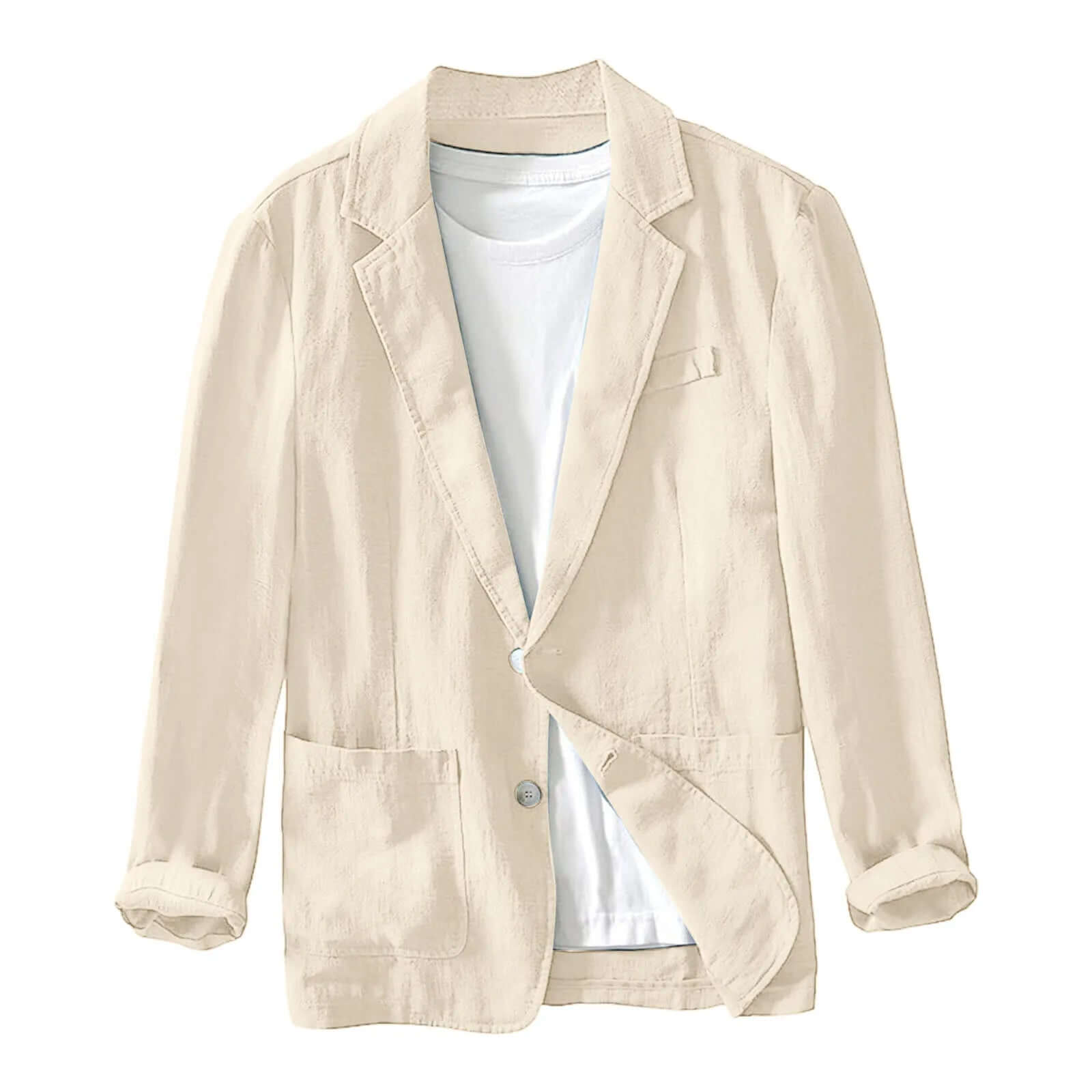 Leisure Thin Mens Fashion Suits Solid Color Lapels Buttons Suits Jackets And Tops British Style Linen Blended Coat Party Wear - Moze
