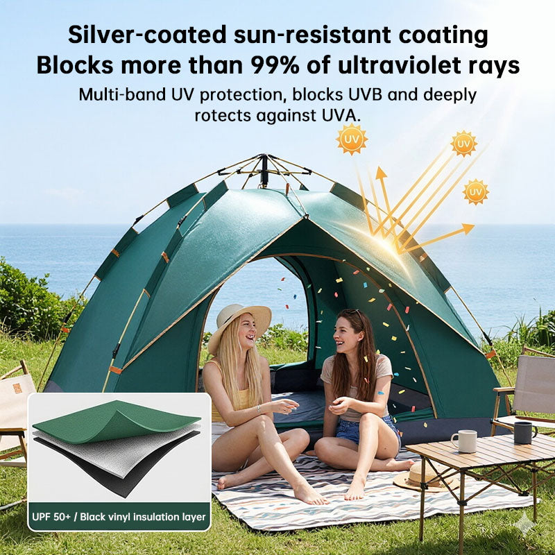 3-12 Person Double Layer 2-Bedroom Family Tunnel Camping Tent Waterproof Windproof UV Resistant for Outdoor Hiking & Camping - Moze