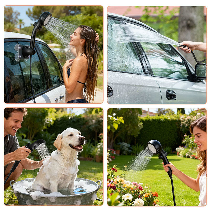 Portable Outdoor Shower Kit, 6000mAh Rechargeable Water Pump with Display for Camping & Pet Bath - Moze