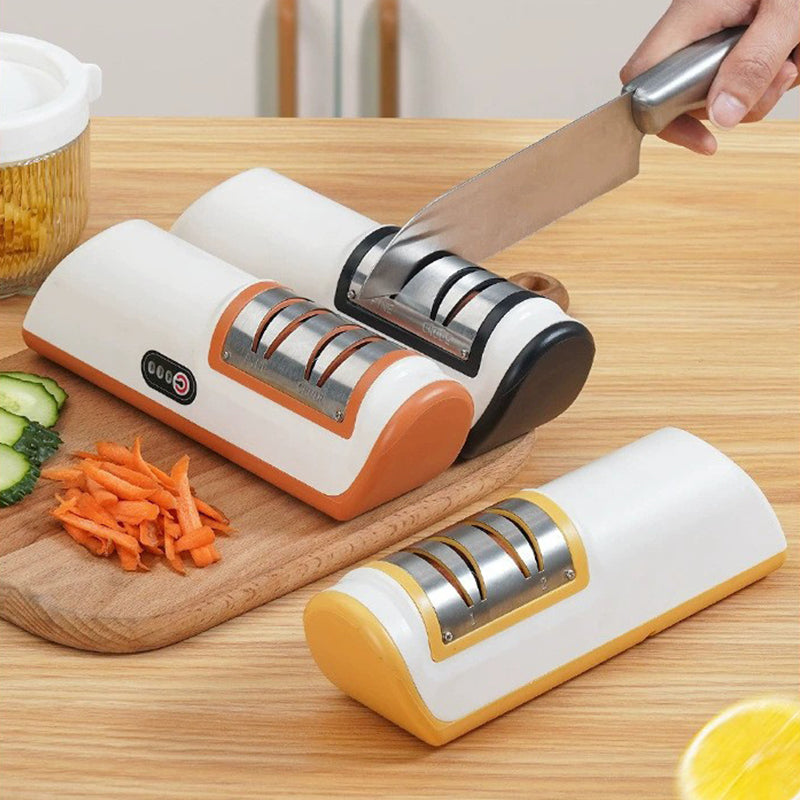 Multifunctional Electric Knife Sharpener. Automatic, professional, small - sized for kitchen use. Quick - sharpening with non - Moze