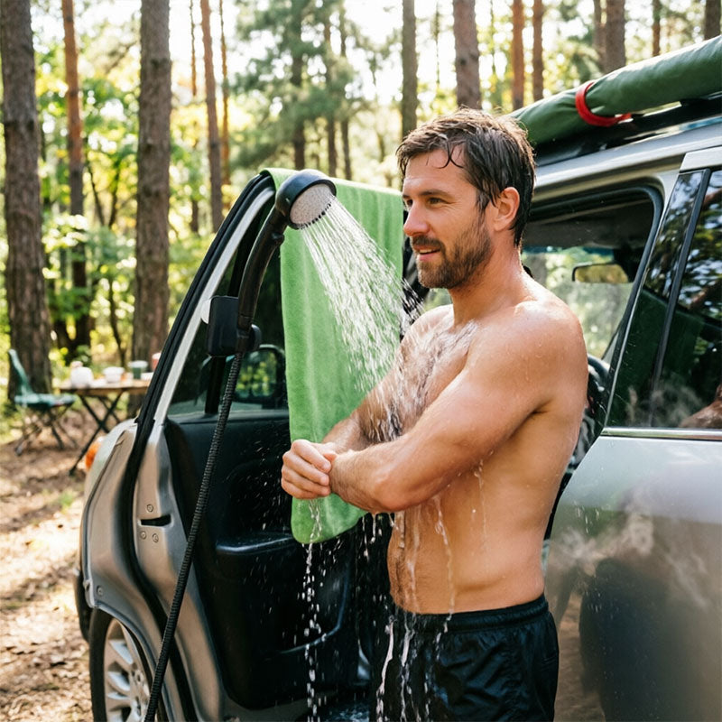 Portable Outdoor Shower Kit, 6000mAh Rechargeable Water Pump with Display for Camping & Pet Bath - Moze