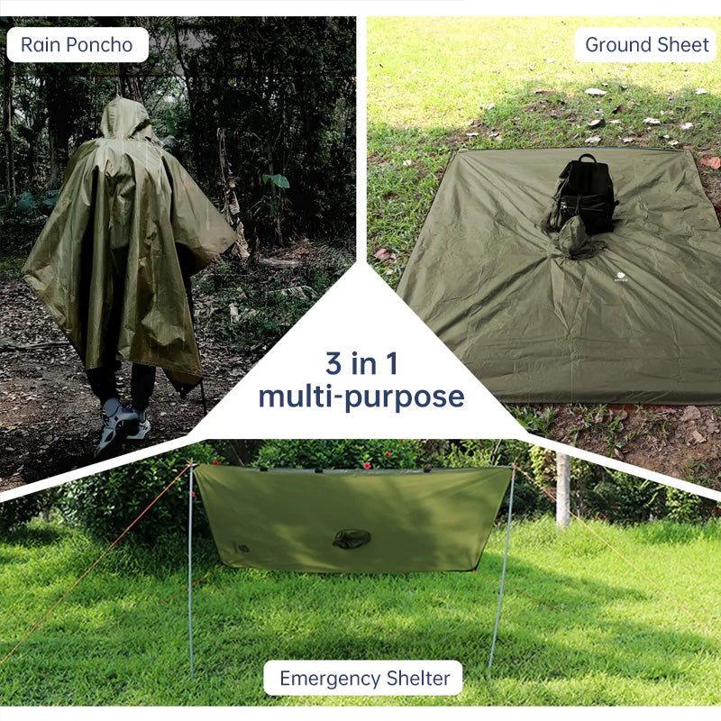 Waterproof Hooded Rain Coat/Poncho: Lightweight, for Outdoor Hiking/Fishing/Climbing (Unisex) - Moze