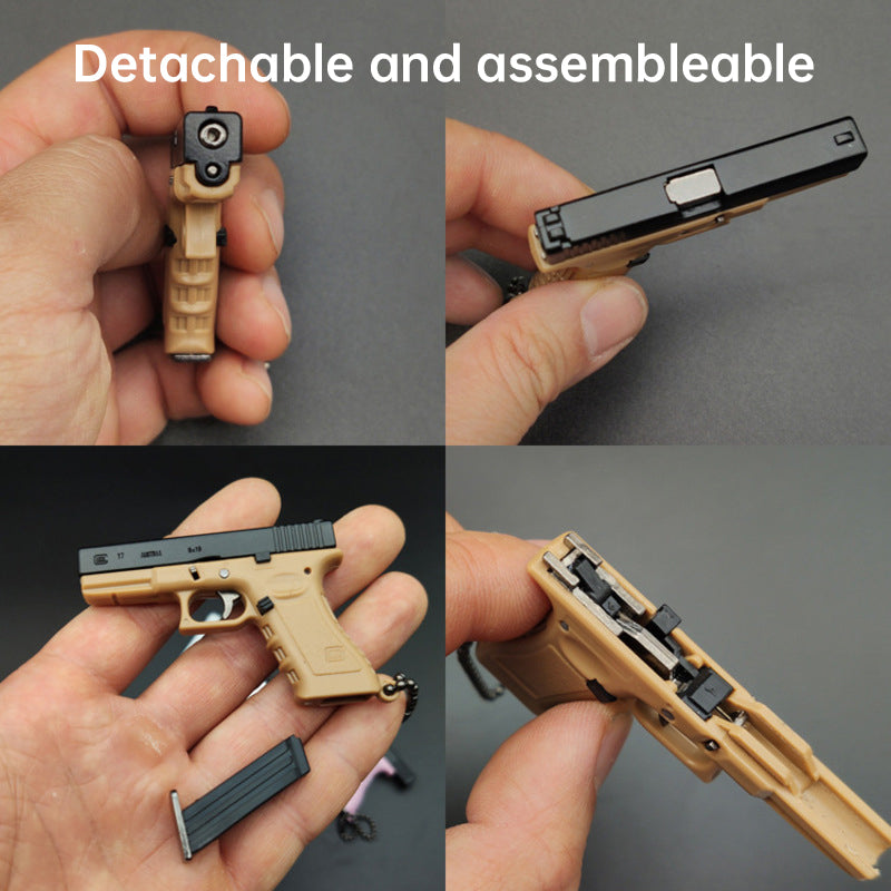 New Empire 1:3 Glock G17 alloy keychain, realistic gun model with detachable soldier gear & bullets. - Moze