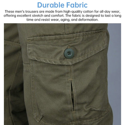Men's Cotton Cargo Overalls for Camping & Hiking - Straight-Leg, Multi-Pocket Baggy Trousers - Moze