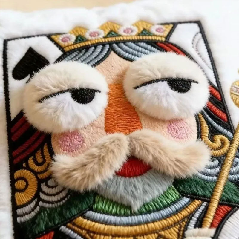Cartoon Embroidered Square Pillow - Soft Quirky Big Eyes Game Cushion, Decorative Plush Throw Pillow for Home & Bedroom - Moze