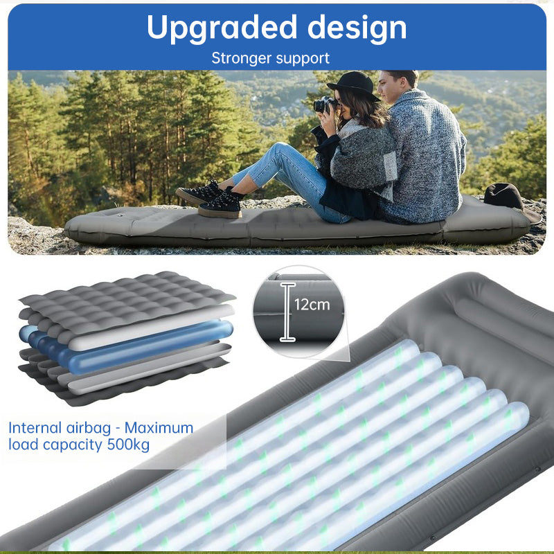 Outdoor thicken self-inflating camping mattress: ultralight, with built-in pump, ideal for travel, hiking, fishing. - Moze
