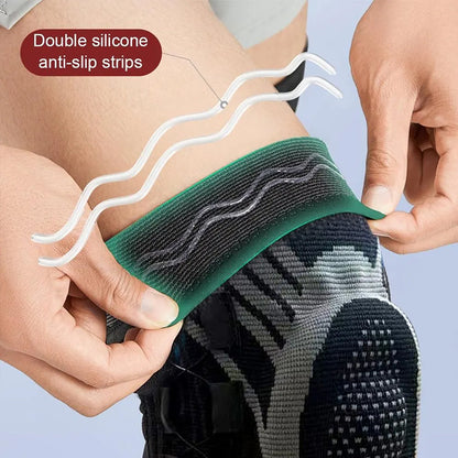 Adjustable Knob Knee Brace with Spring Support, Slim Shin Defender Basketball Knee Pads, Non-Slip Compression Sports Protector - Moze