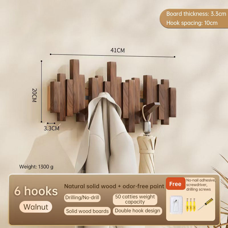 Solid Wood Hanger, Piano Key Wall Hook, Adhesive Back-of-Door Coat Hook, No Drill Entryway Organizer. - Moze