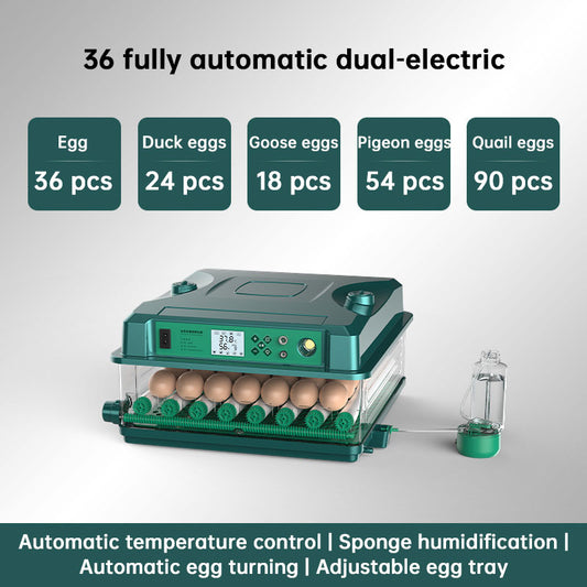 24/36 Egg Incubator Fully Automatic, Auto Turner & Temp Control, Dual Power 220V/12V Mini Poultry Hatcher for Chicken Duck - Moze