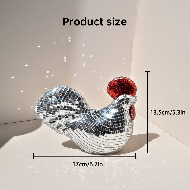 Ornamental Chicken Sculpture with Mirror Tiles - Moze