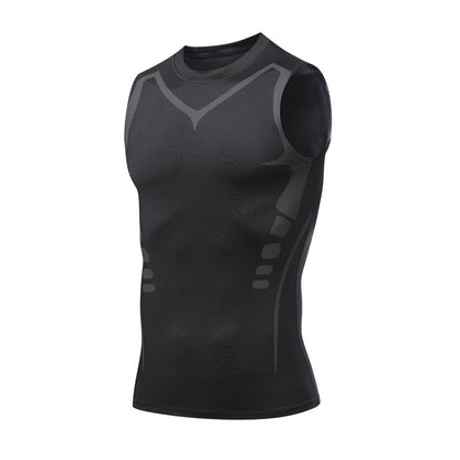 Quick-dry Men's Sports Fitted Short Sleeve Highly Elastic Breathable Moisture-wicking Fitness Training Vest - Moze