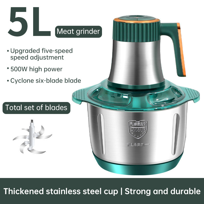 Electric Meat Grinders, 5L Food Processor, Stainless Steel Multifunctional Vegetable Slicer, Kitchen Chopper & Mixer - Moze