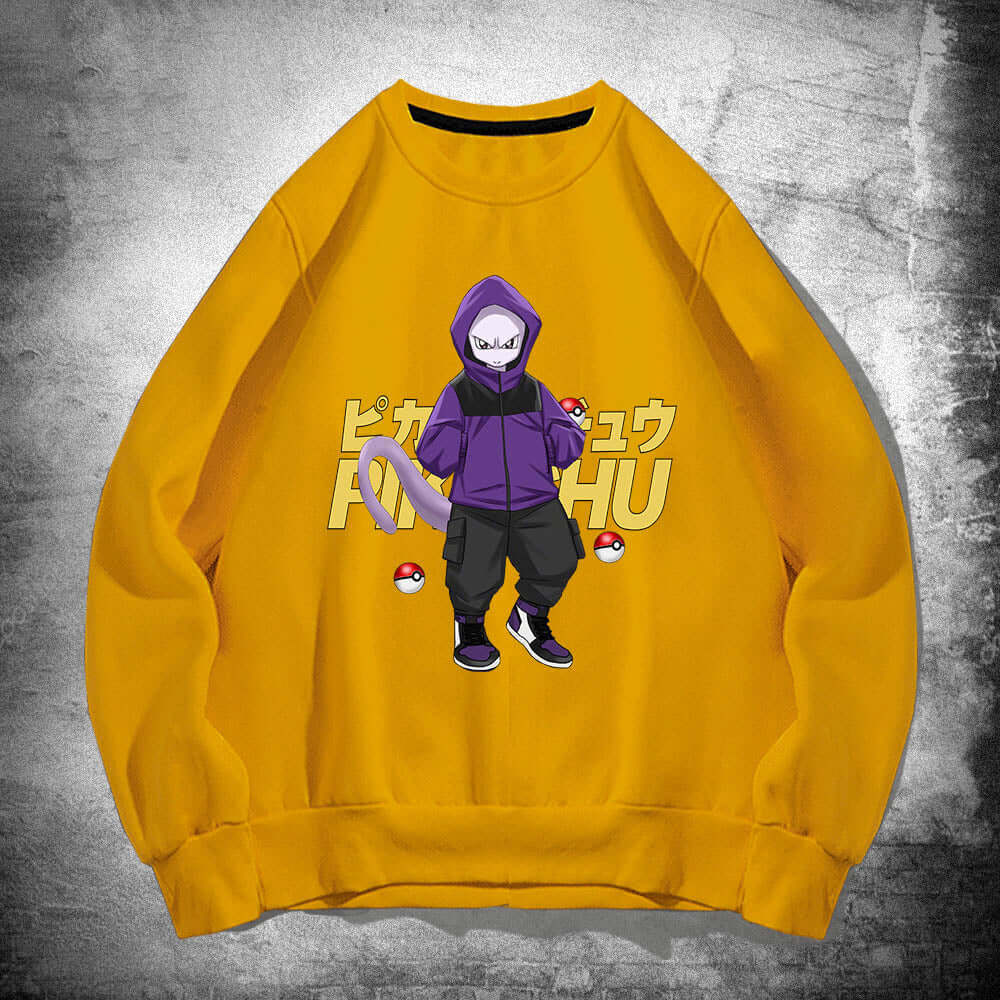 Pok É Mon Round Neck Sweater For Men And Womens Spring and Autumn Wear Japanese Anime Pikachu Superman Loose Shoulder Jacket - Moze