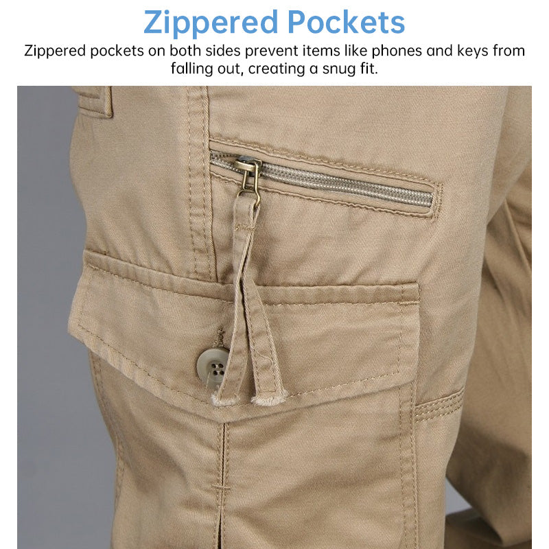 Men's Cotton Cargo Overalls for Camping & Hiking - Straight-Leg, Multi-Pocket Baggy Trousers - Moze