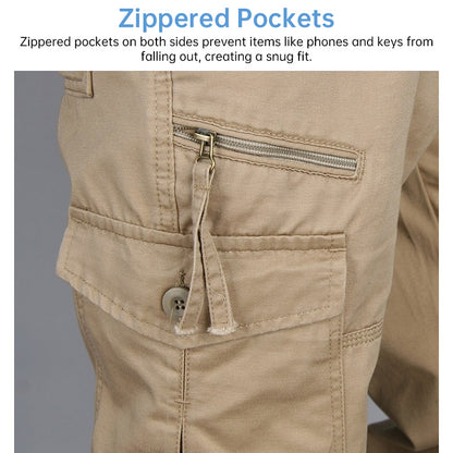 Men's Cotton Cargo Overalls for Camping & Hiking - Straight-Leg, Multi-Pocket Baggy Trousers - Moze
